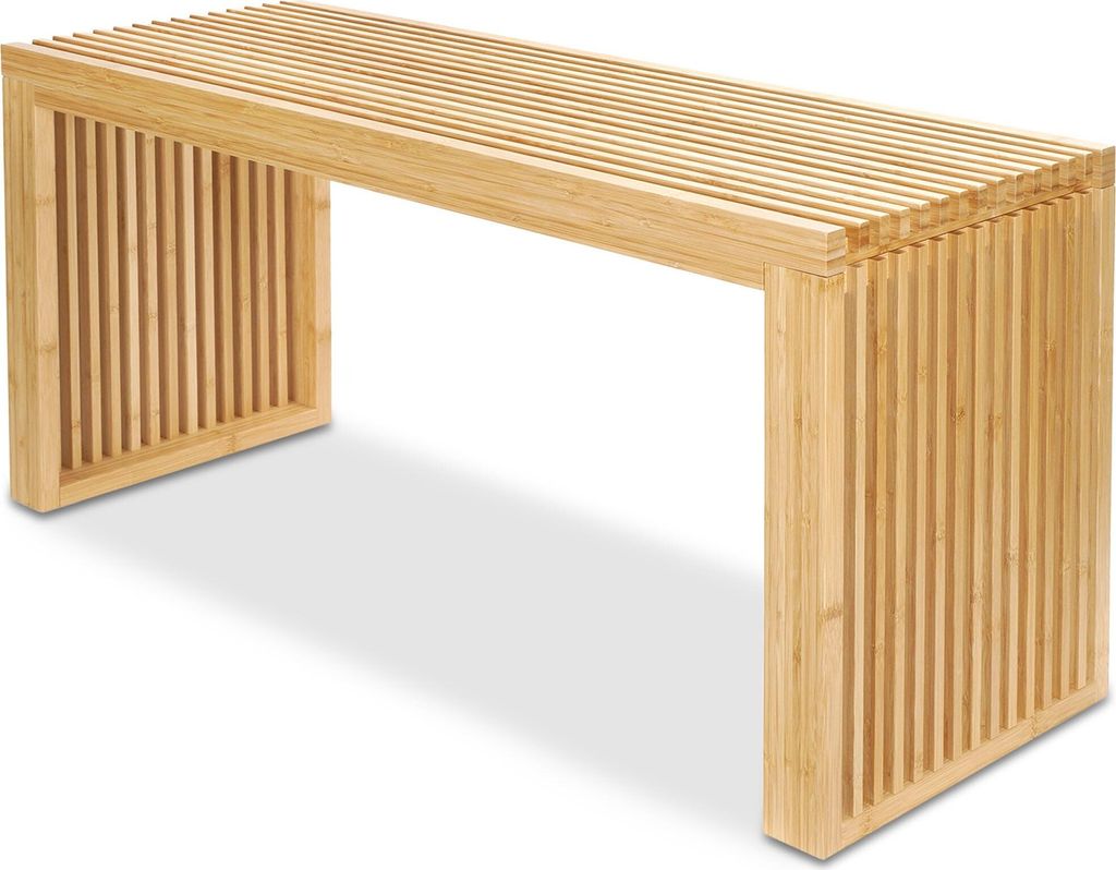 Sitzbank aus Bambus – stabile Holzbank ohne Lehne für Flur, Bad, Küche, Esszimmer oder Schlafzimmer – kleine Sitzbank Holz 90x33x43 cm – bi...