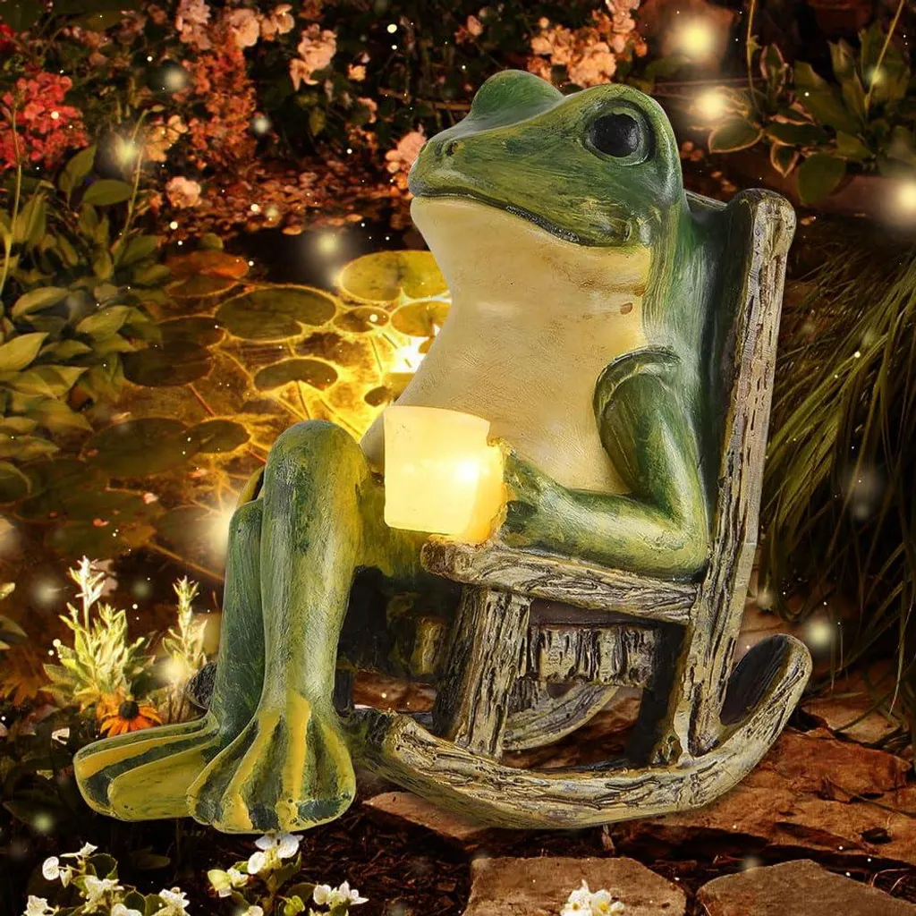 Grenouille solaire de jardin décorative avec guirlande LED étanche IP65
