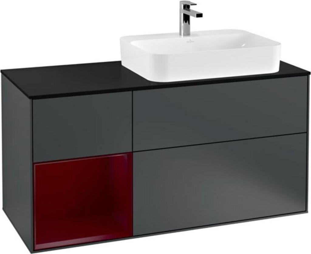 V&B Waschtischunterschrank Finion 120cm, Pl b m, Reg li Peo, md bl. m Lac