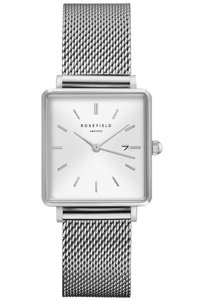 Rosefield QWSS-Q02 The Boxy Orologio Retrò 26mm Argento Donna