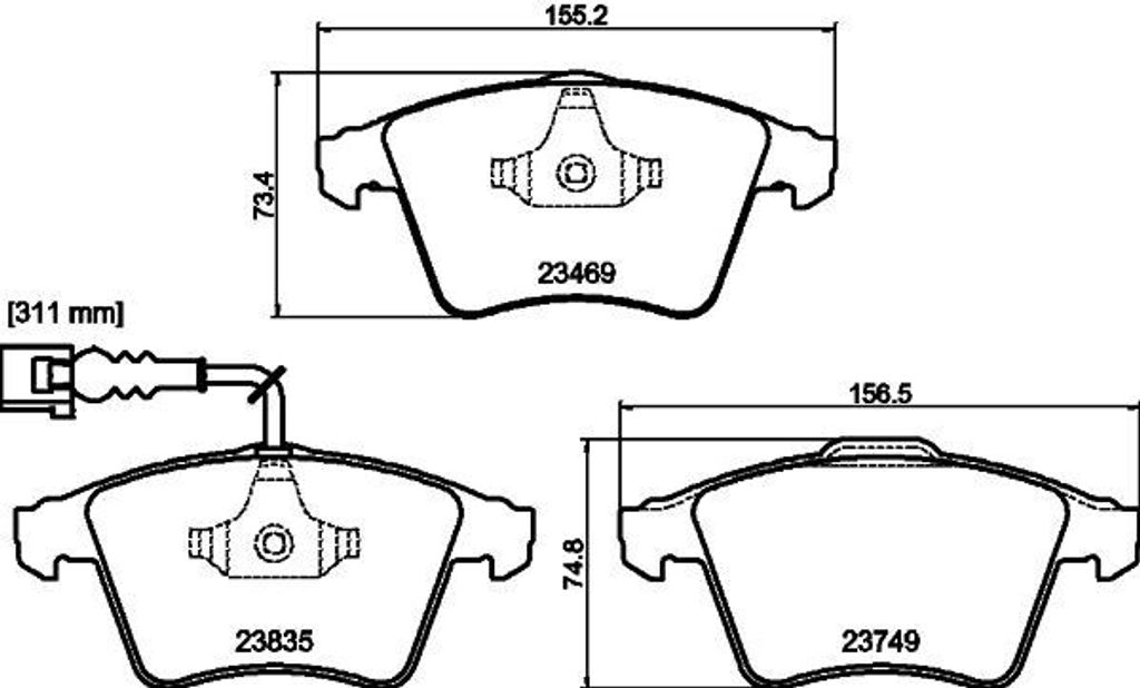 HELLA 8DB 355 021-221 - OE 7L6698151F Bremsbeläge für Touareg (7L)