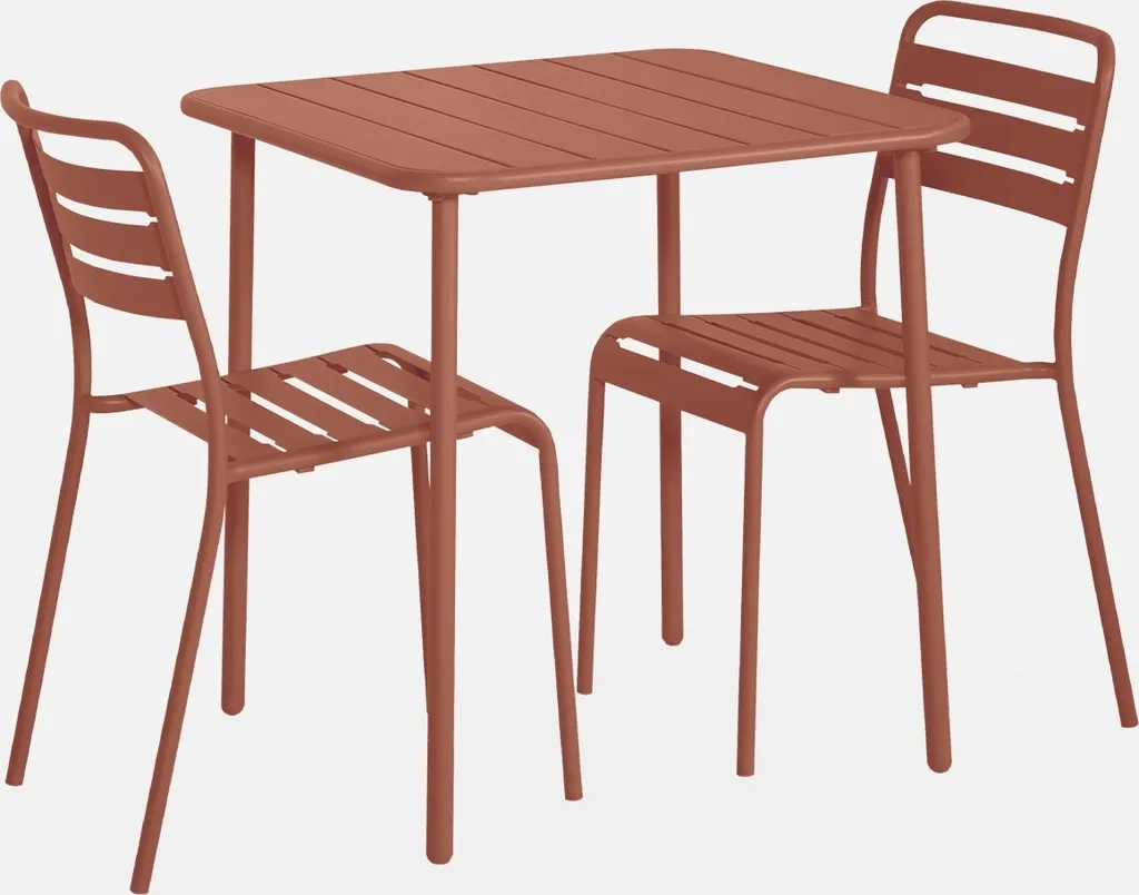 Set Tavolo Bistro Esterno Terracotta Design Metallo 2 Sedie Design