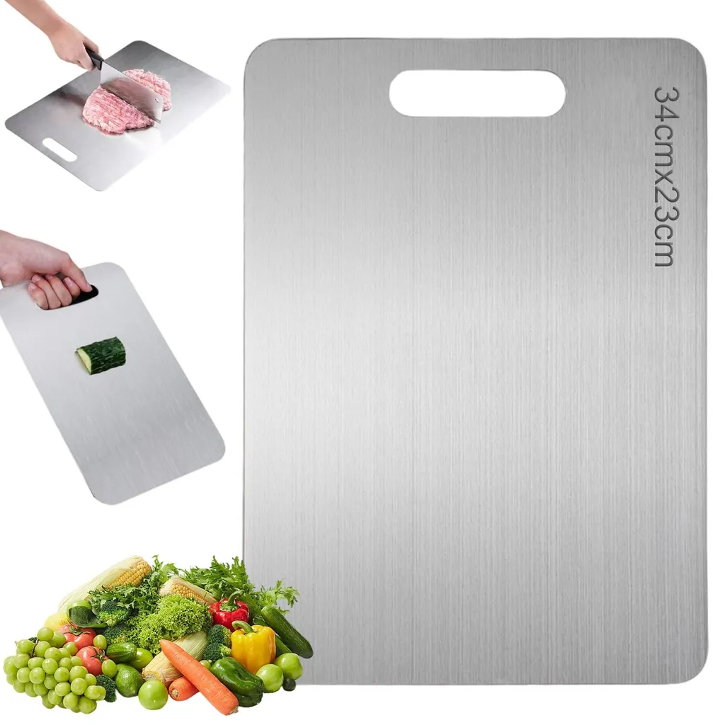 Planche à découper en inox 34x23cm - Surface lisse préservant les lames