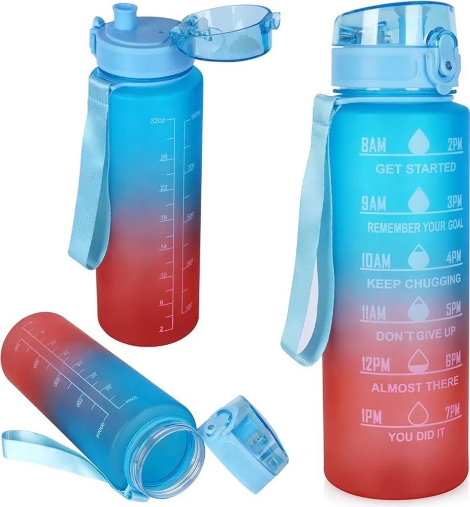 Gourde de sport 1L avec indicateur horaire pour fitness et training