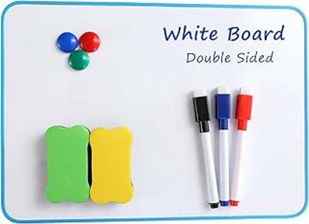 Magnetisches Mini Whiteboard Set - Magnetwand kinder im A4 Format (30 x 21 cm) inklusive trocken abwischbaren Stiften, Magnete und Radiergummi. Ide...