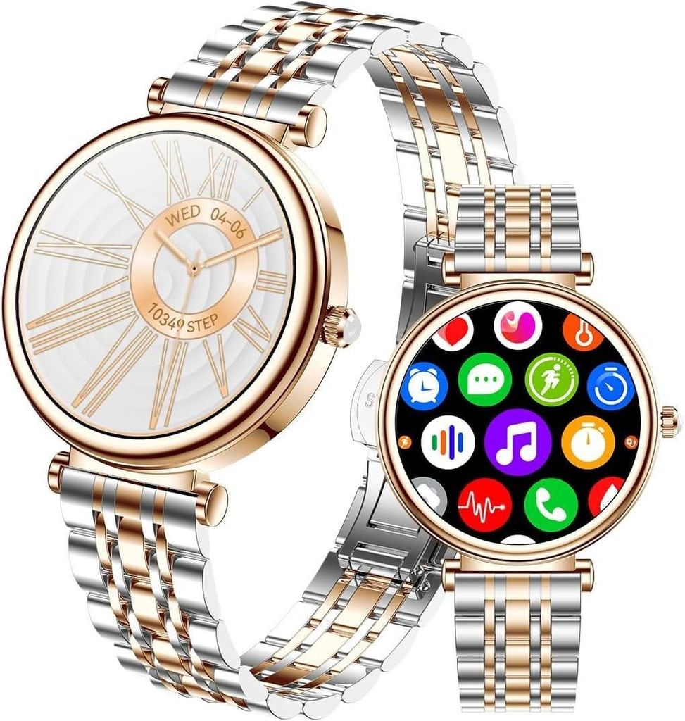 Elegante Smartwatch Damen mit Telefonfunktion 2026 Gold Produktbild 