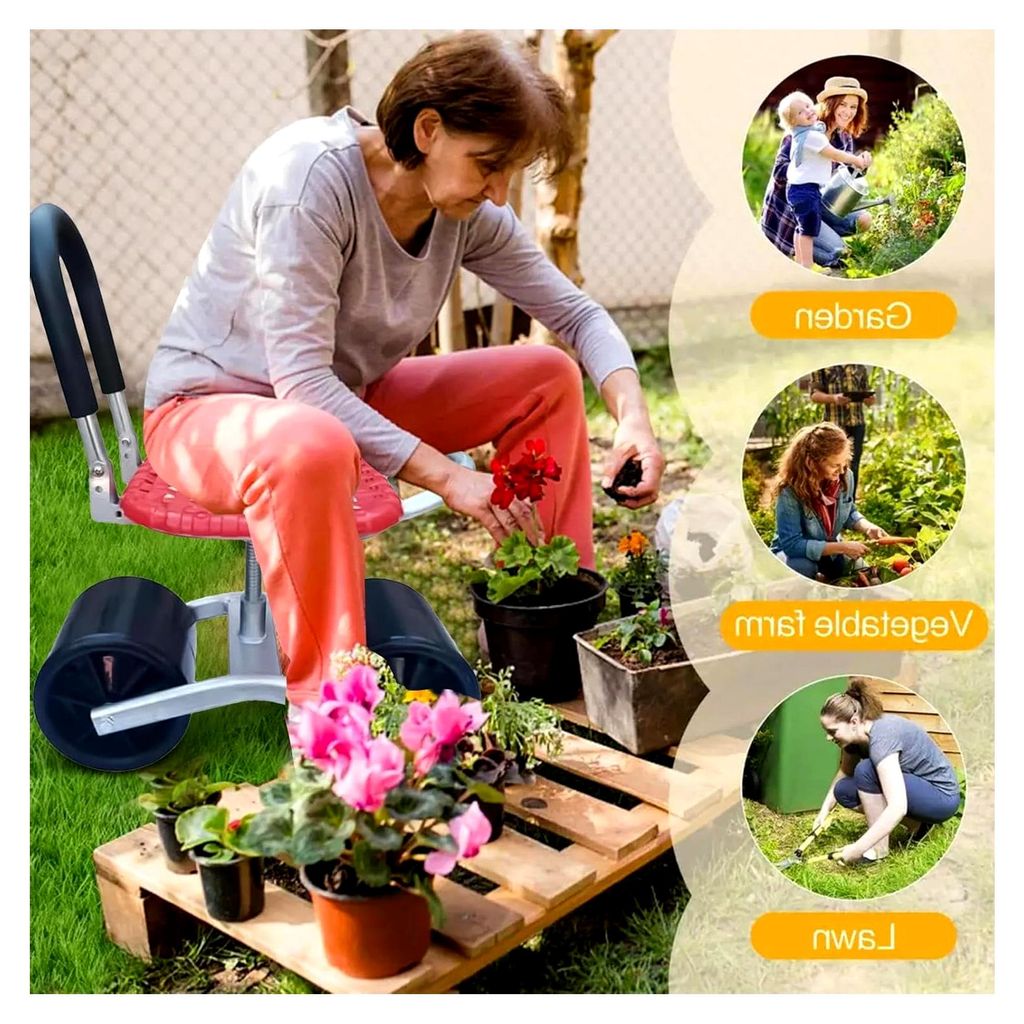 Rollbarer Gartensitz mit Rädern - 360 Grad drehbar und höhenverstellbar