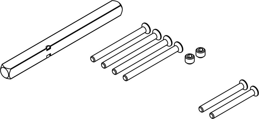 Griffwerk Set für Griffe -Schraubtechnik (Zink) Vollstift 8x8mm mit Schrauben Stift 8x125, M4x70, TS 60-65