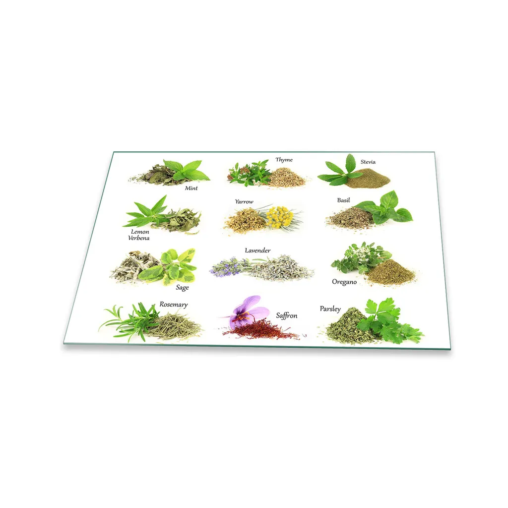 Copri Piano Cottura 80x52 Vetro Temperato Piante Verdi | Protezione Cucina