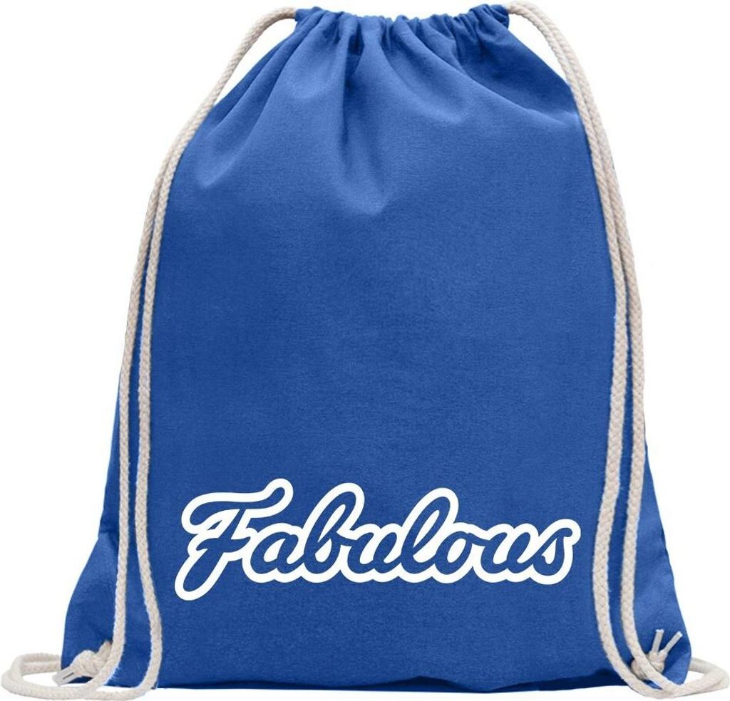 Kiwistar - Turnbeutel - royal - Fabulous fabelhaft fabled - Fun Rucksack Sport Beutel Gymsack Baumwolle mit Ziehgurt