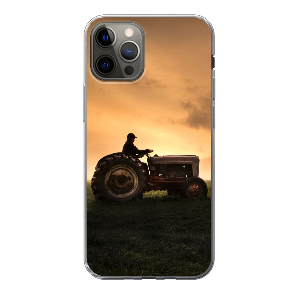 MuchoWow Handyhülle Schutzhülle Hülle für iPhone 13 Pro Traktor - Landwirt - Nebel Silikon Softcase Handy Hülle - Handy-Tasche