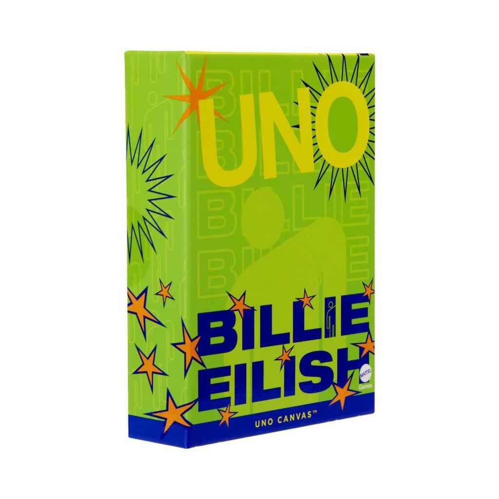 Games UNO Canvas Billie Eilish Kartenspiel, zum Sammeln für Kinder, Erwachsene und Familienabende, Kartenspiel, Familie, 7 Jahr(e)