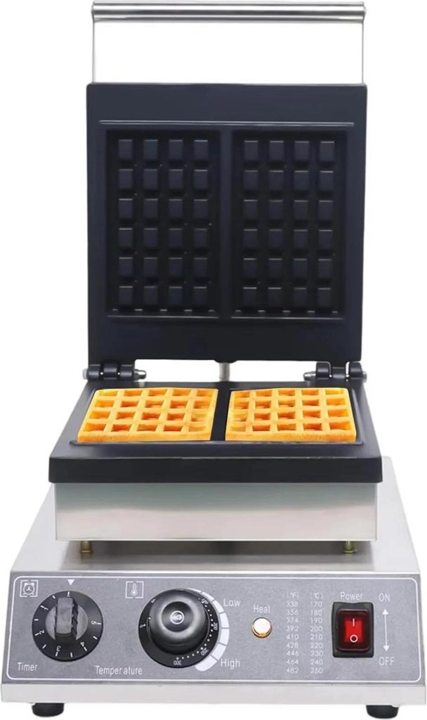 Waffeleisen - Belgisches/Brüsseler Waffeleisen - 2 Quadratische Waffeln - 1750 W - Temperatur einstellbar - 180° drehbar