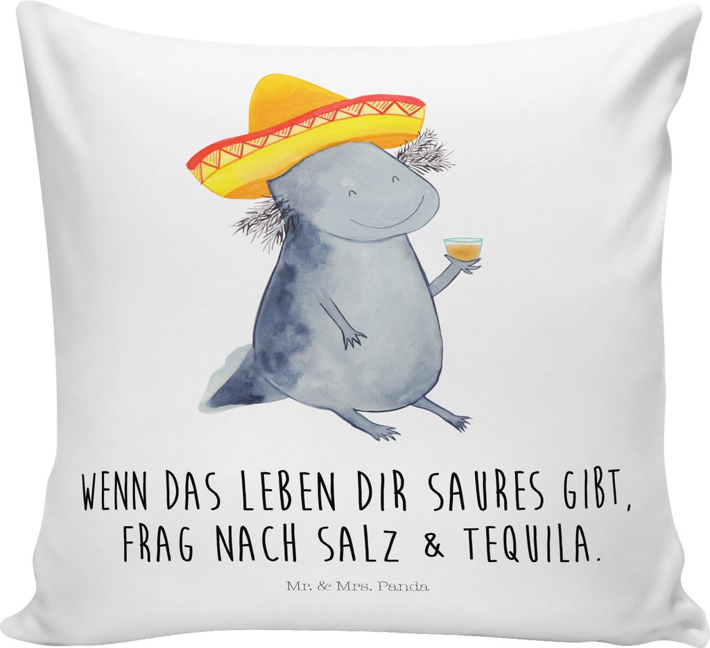 Mr. & Mrs. Panda Sofakissen Axolotl Tequila - Weiß - Geschenk, Zitrone, Dekokissen, Feiern, trinken, Party, Urlaub, Deko Kissen, Mexico, Sofa, 40x...