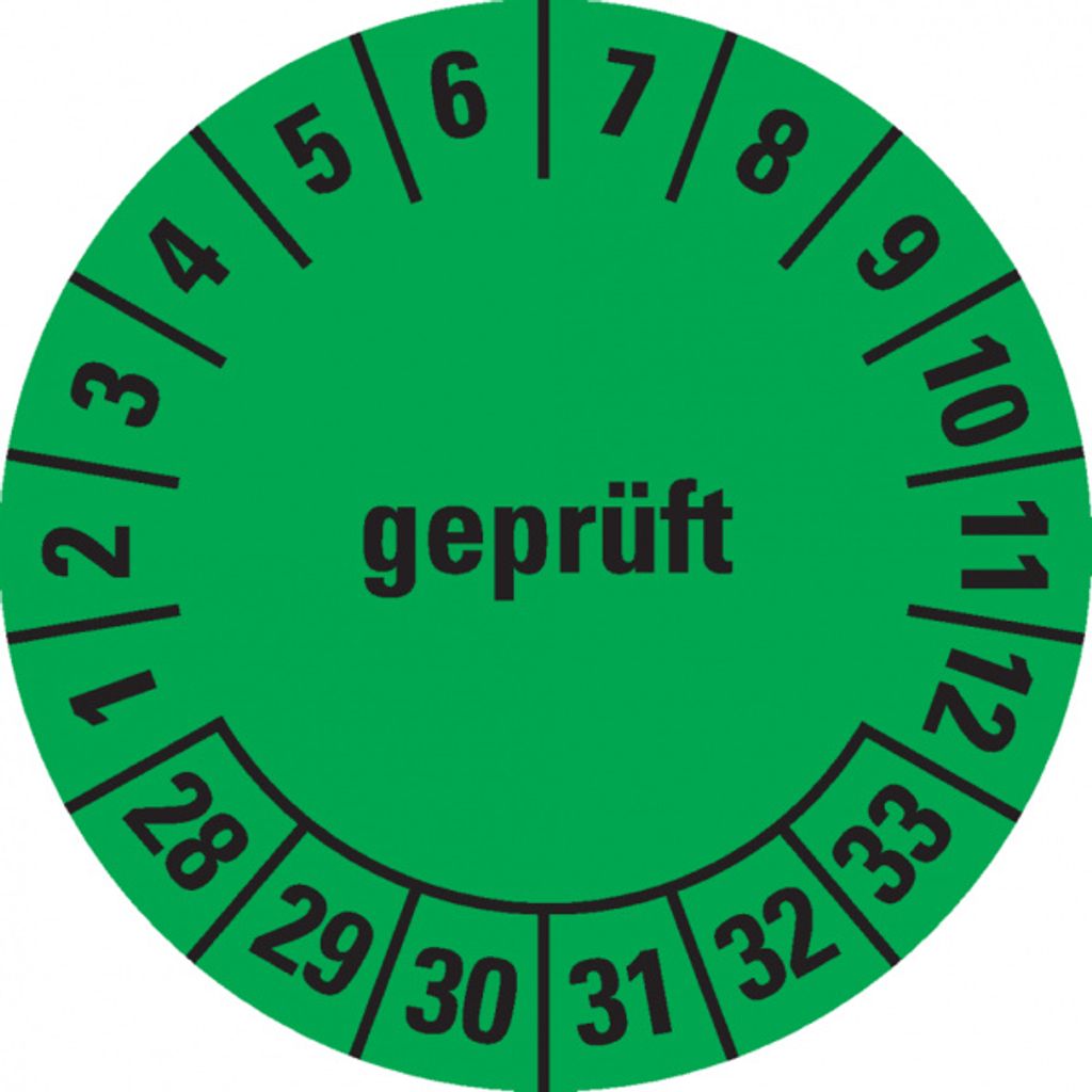Dreifke Prüfplakette 28-33, grün, Dokumentenfolie, selbstklebend, Ø ...