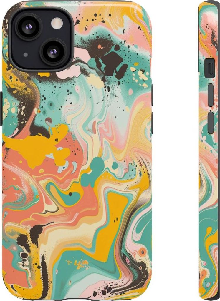 Farbenfrohes, abstraktes Fluid-Art-Muster – Hülle Kompatibel mit iPhone 13