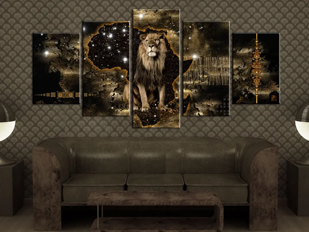 Quadro Su Tela Non Tessuta Runa Art – Leoni E Amore Decorazione Murale Per Soggiorno E Camera