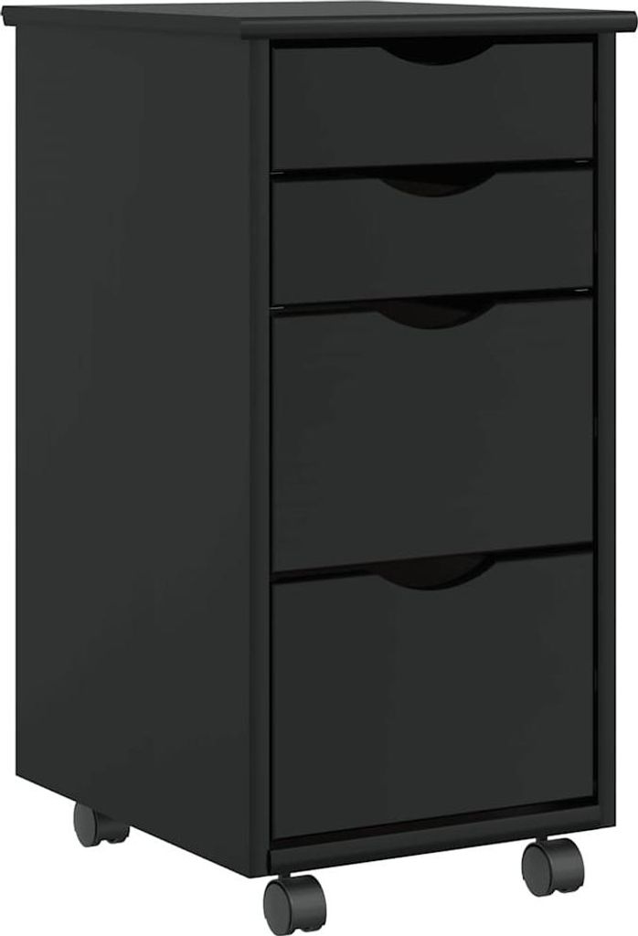 vidaXL Armadio a rotelle con cassetti MOSS Nero in legno di Immagine del prodotto 