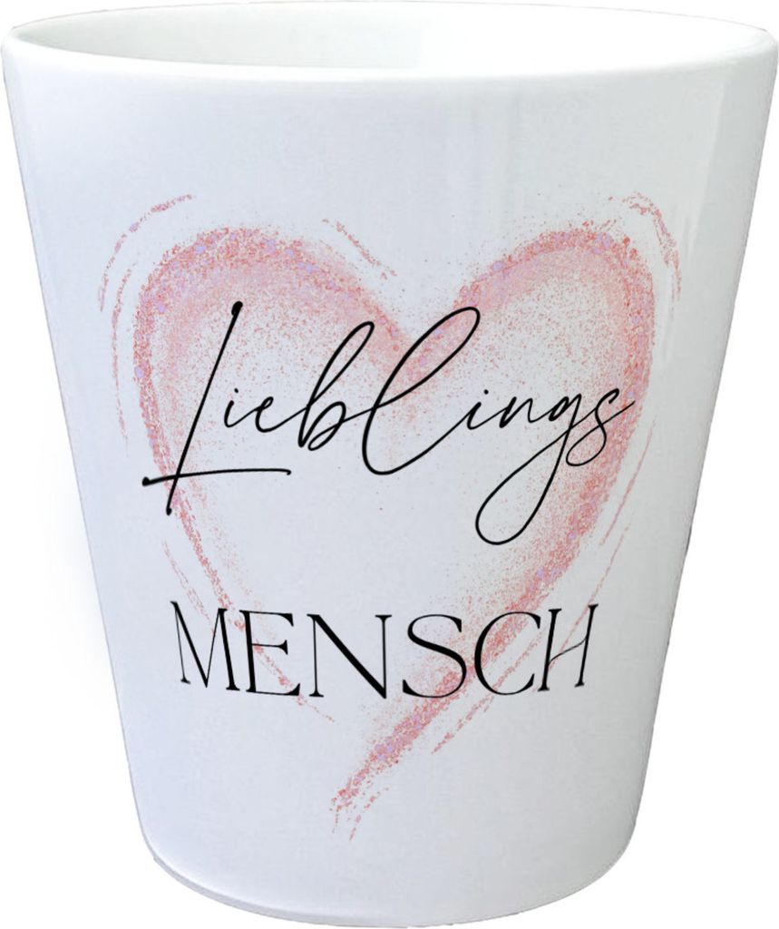 Herz in rot Blumentopf mit Spruch Lieblingsmensch
