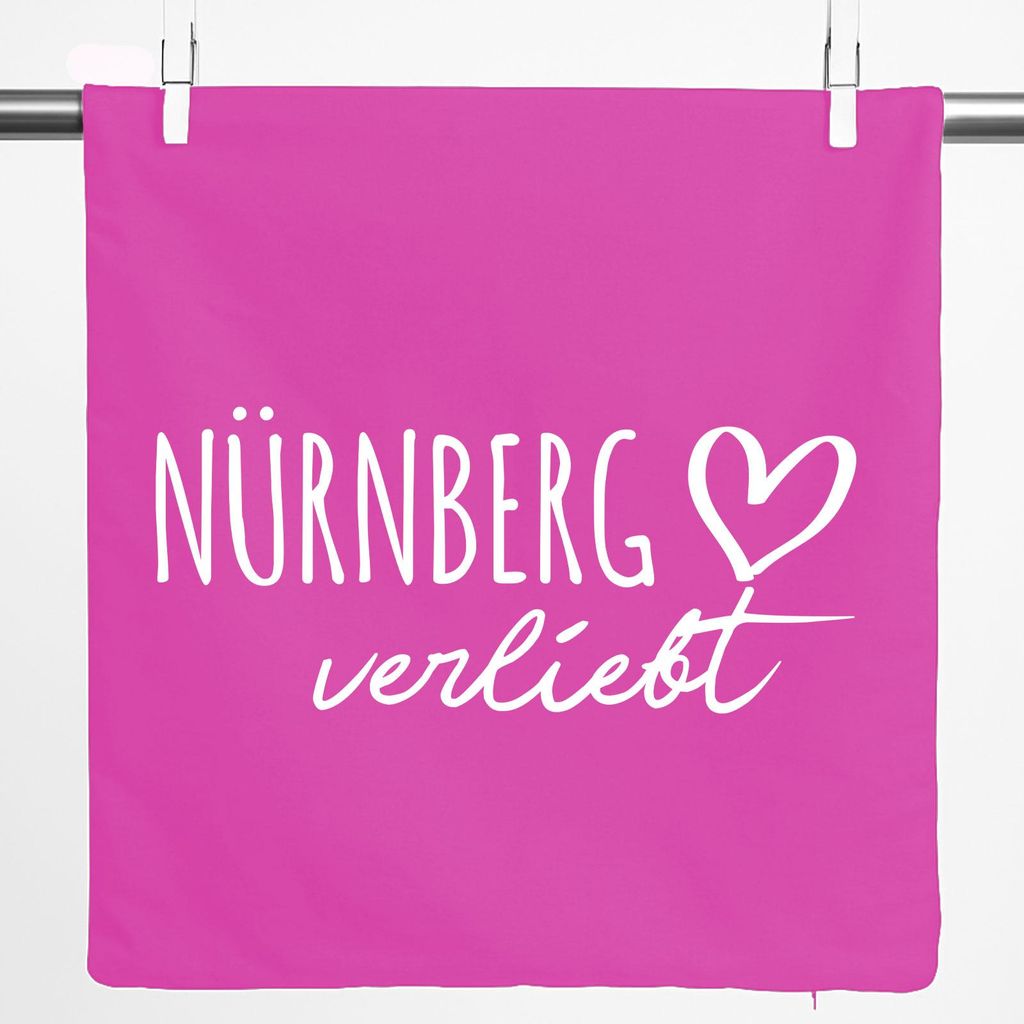 Huuraa Kissenbezug Nürnberg verliebt 40x40cm Fuchsia Baumwolle Dekokissenbezug Geschenkidee