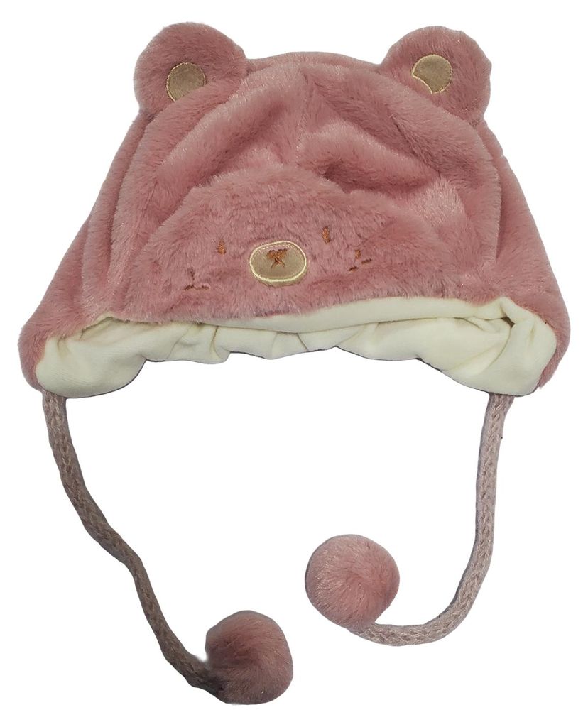 Winterwarme Babymützen, Kleinkindermützen mit Ohrenklappen und weichem Bommel, Uni-Schneemützen aus Fleece, warm gesäumt, für Neugeborene