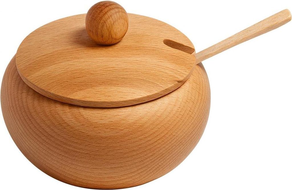 Zuccheriera con cucchiaio piccolo in legno di faggio | Immagine del prodotto 