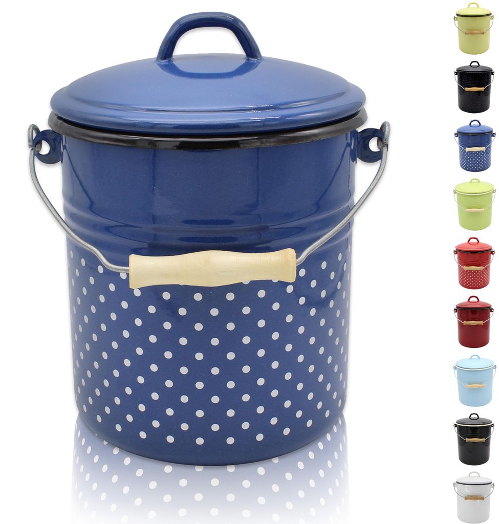 Karl Krüger M5blP Emaillierter Mülleimer "Italia" blau mit Produktbild 