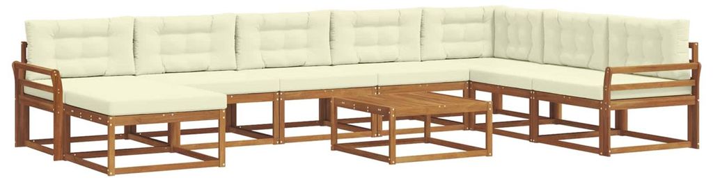 "Rabatt 2026"Outdoor-Sofa garnitur moderne - Balkonmöbel/Gartenlounge-Set - robust und langlebig - mit Kissen 9 pcs Natur und Creme - Gartensofas ...