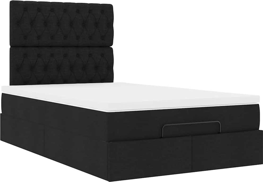 "SALE 2026"Ottoman-Bett Modernes/Doppelbett - Polsterbett Erwachsene/r /Kind - mit Matratze Schwarz 120x200cm Stoff - Klassische Betten DEMöbel310460