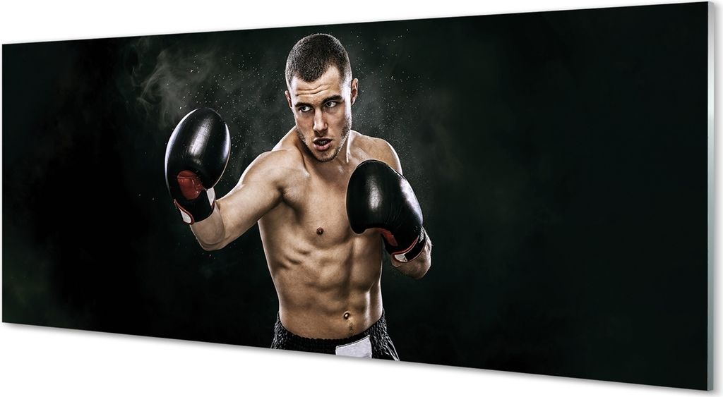 Glasbilder 125x50 Wandkunst Mann Handschuhe