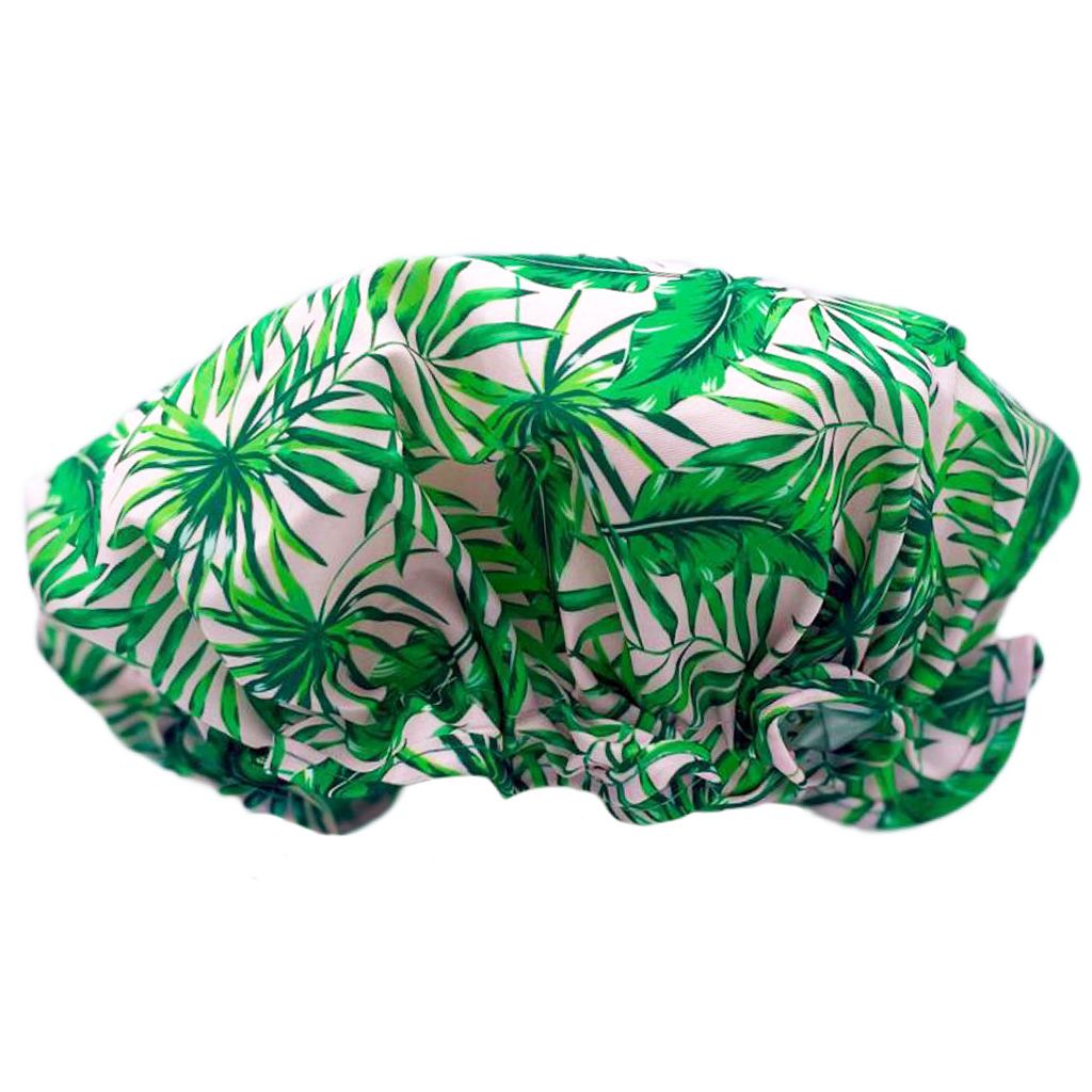 SMUG Duschhaube - Duschhaube für Damen mit allen Haartypen - Stilvolle Duschhaube für volle Haare, Afro und Locken - Palm Print