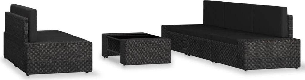 vidaXL 6-tlg. Garten-Lounge-Set Poly Rattan Schwarz