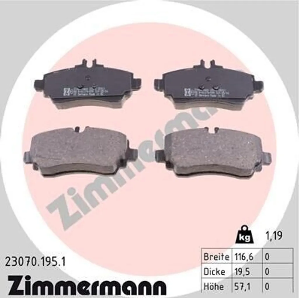 Plaquettes Zimmermann 23070.195.1 haute résistance pour Vaneo 414