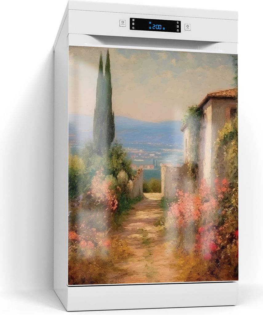 DEQORI Magnetmatte Spülmaschine Standard 60x80 cm 'Mediterrane Gartenidylle' Magnetfolie