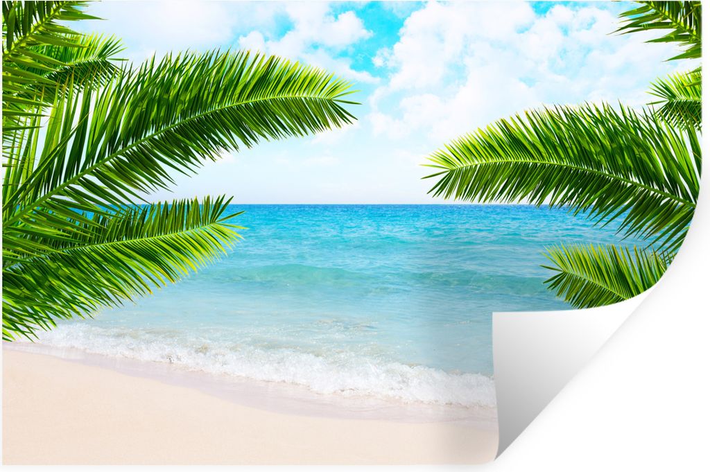MuchoWow Wandtattoo Wandsticker Wandaufkleber Tropisch - Strand - Meer 60x40 cm Selbstklebend und Repositionierbar - Wierderverwendbar - Selbstkl...