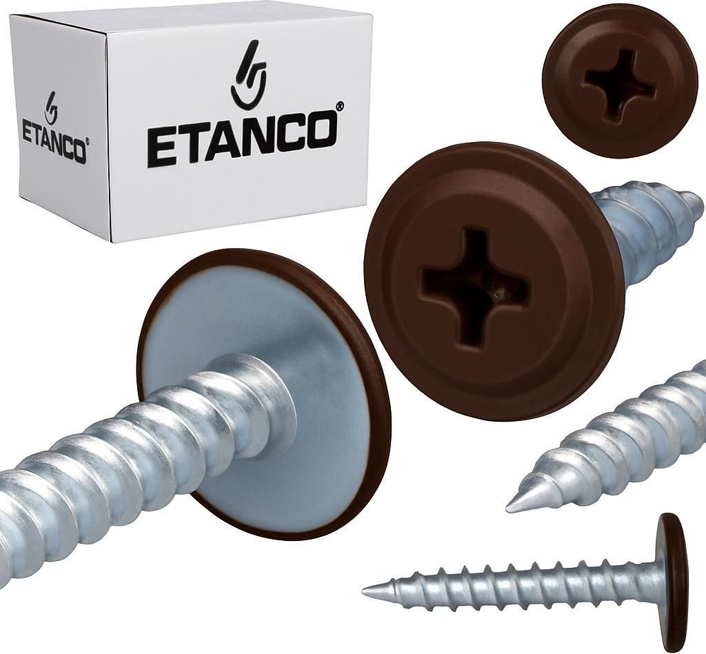 ETANCO GM-S selbstschneidende Blechschrauben Flachkopf RAL 8017 Schokoladenbraun 4,2 x 14 mm 250 Stk.