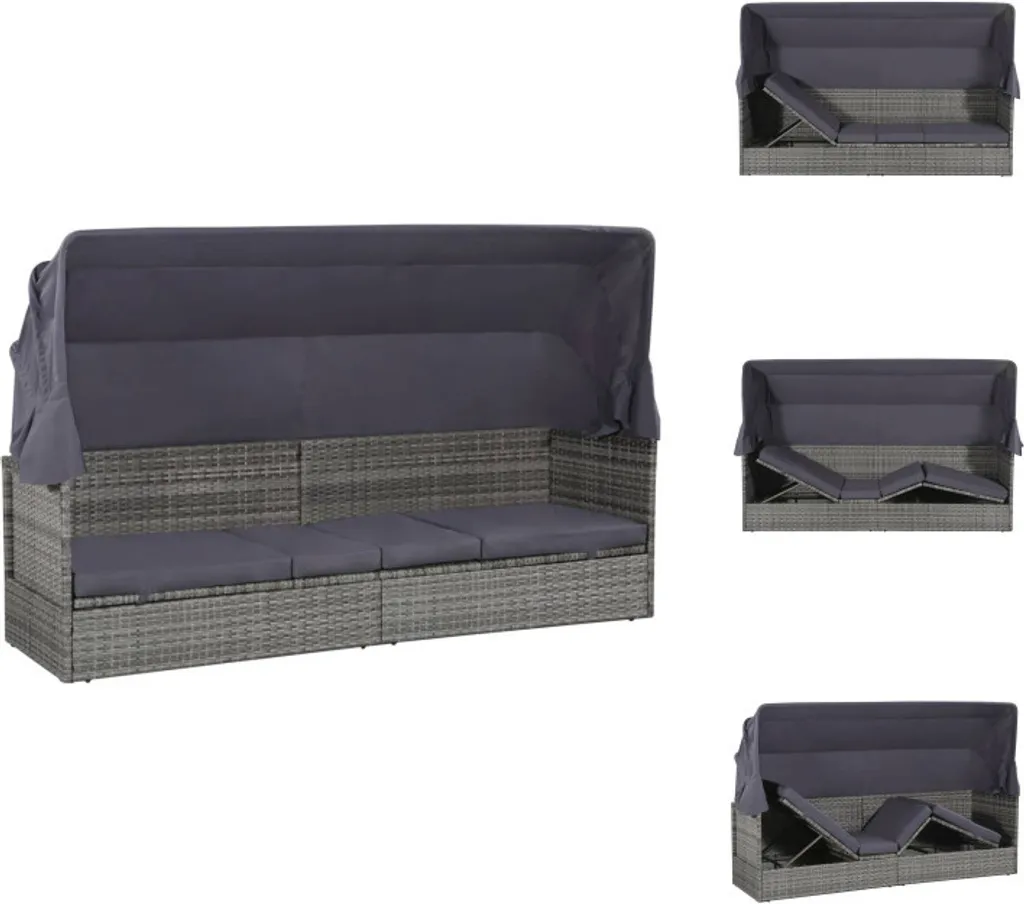 Lit de repos extérieur ombragé pour terrasse et piscine gris 205cm
