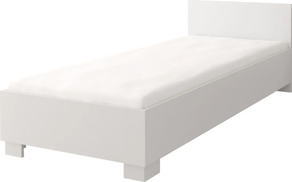 Cadre de lit blanc 90 cm Jonas 36 finition sobre bois lit d'enfant 1 place