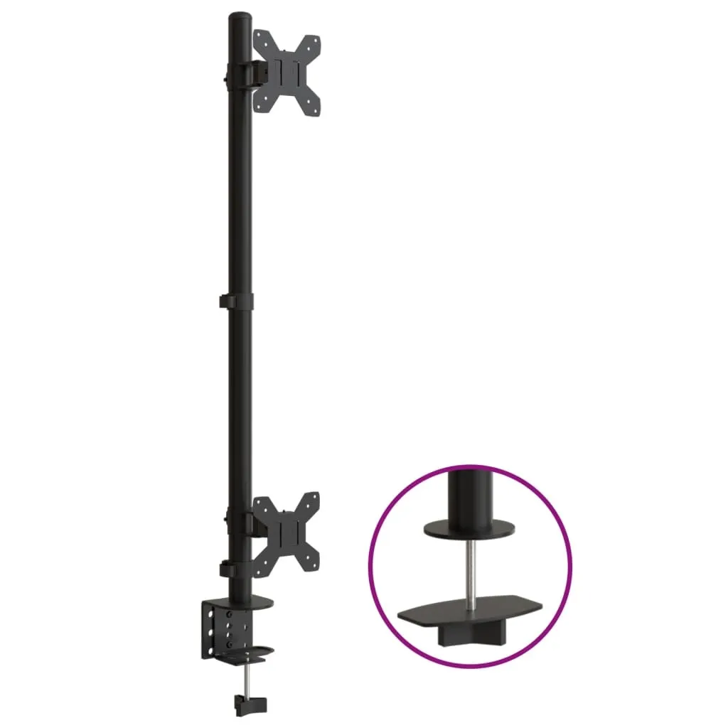 Support de table pour 2 écrans Noir en Acier robuste VESA 75/100 mm