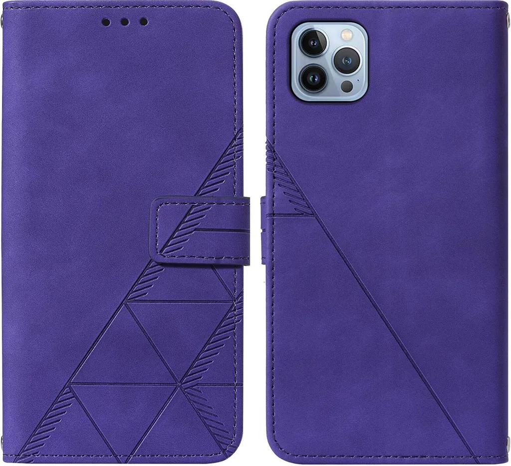 Custodia Protettiva iPhone 14 Pro Max Viola Pelle Flip Wallet