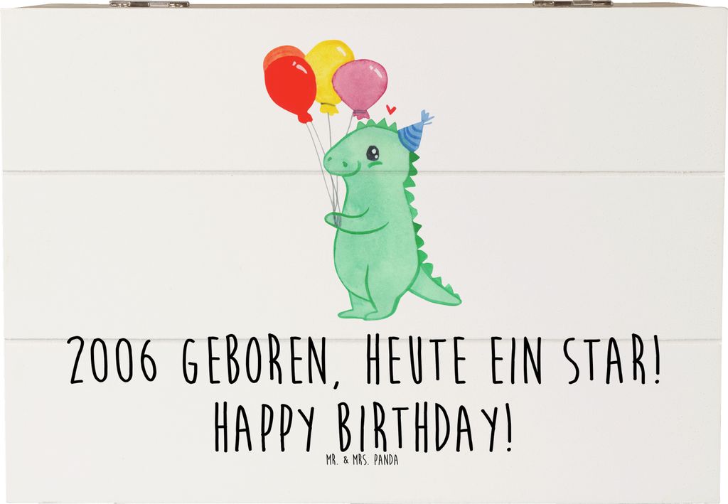 Mr. & Mrs. Panda Truhe 2006 Geburtstag Star 22 x 15 cm - Weiß - Geschenk, kiste holz, Happy Birthday, Geburtstagsgeschenk, Schatzkiste, Glückwuns...