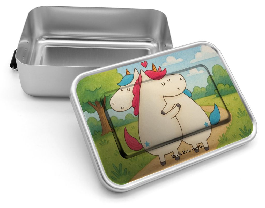 Mr. & Mrs. Panda Lunchbox Einhorn Mitteilung Design - Weiß - Geschenk, Spruch, Snackbox, Liebe, Lunchdose, aluminium, Einhörner, Metallbox, Unico...