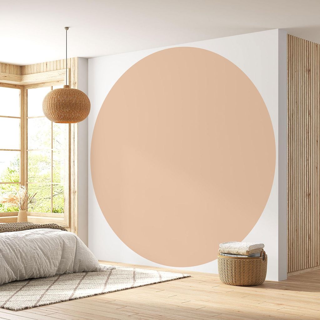 Runde/kreisf?rmige Tapete – Lumaléa – Hellrosa-Beige – Trendfarbe – Premium-Papier 185 g, abwaschbar – Durchmesser 90 cm