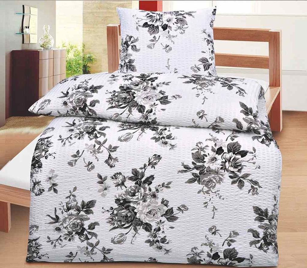 Optidream Mikrofaser Seersucker Bettwäsche "High Class" Elvira 135x200 cm + 80x80 cm Weiss