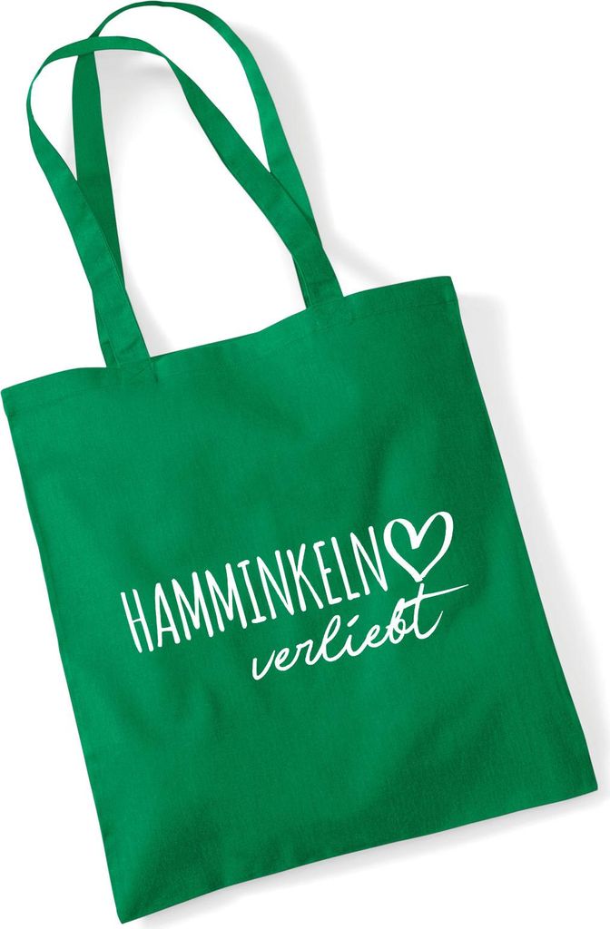 Huuraa Jutebeutel Hamminkeln verliebt 10 Liter Kelly Green Baumwolle Tasche Geschenkidee