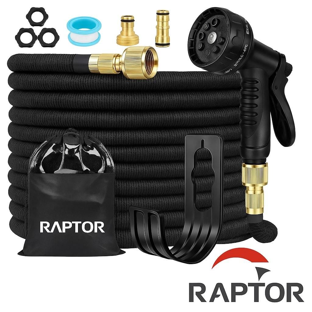 Flexibler Gartenschlauch bis 30m mit 7-Fach Brause & Adapter dehnbar, knickfrei