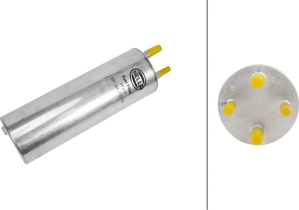 Filtre en ligne de carburant Ø 81 mm HELLA pour circuit moteur VW