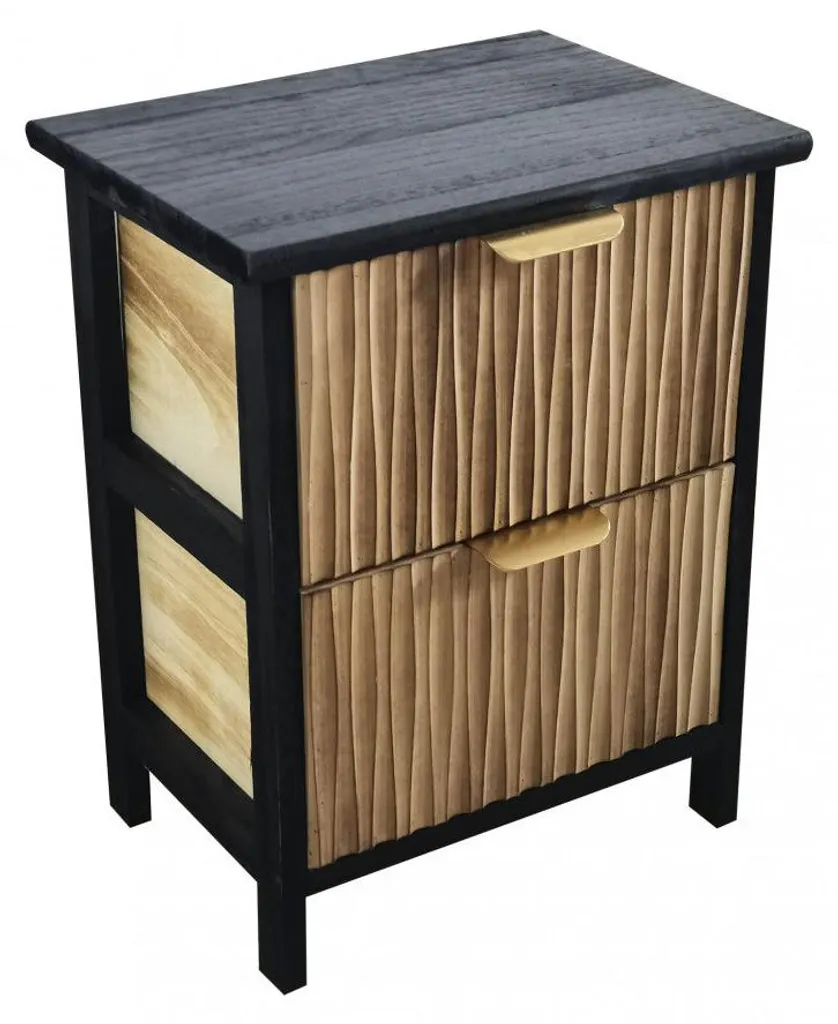 Petite commode de chevet en bois à deux tiroirs pour chambre et salon chic