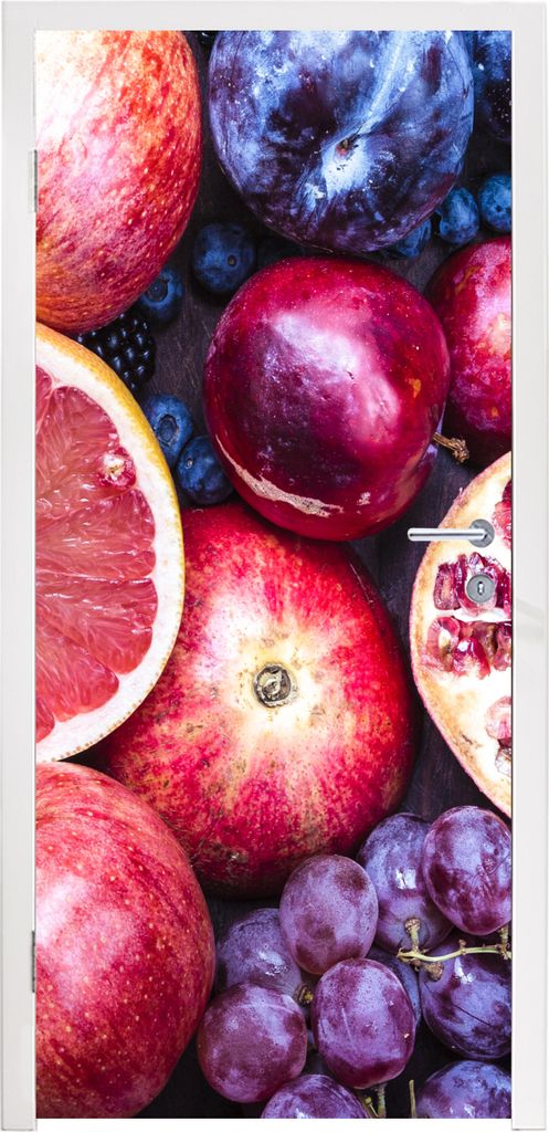 MuchoWow Türtapete Selbstklebende Türfolie Obst - Regenbogen - Farben 90x235 cm Türposter Türaufkleber Klebefolie Türklebefolie - XXL-Plakat...