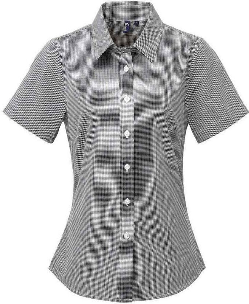 Premier - Hemd für Damen kurzärmlig PC6084 (40 DE) (Schwarz/Weiß)